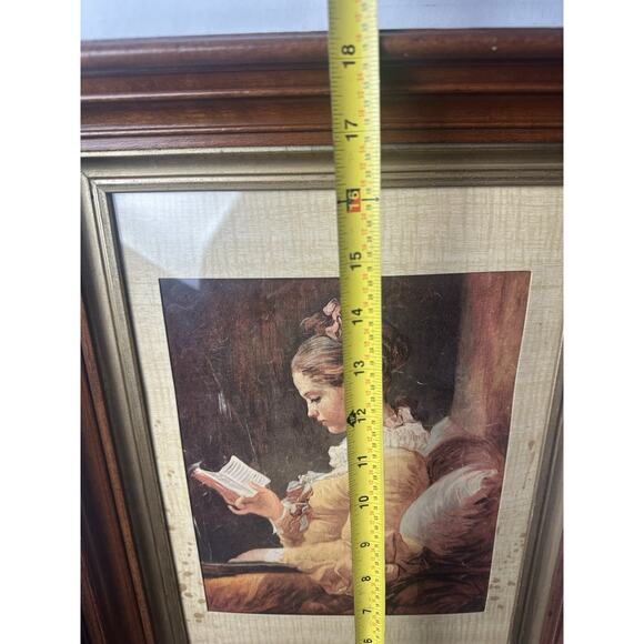 VNTG Framed Canvas Jean Honore Fragonard Girl Reading Book French Wall Art Read - Picture 8 of 8